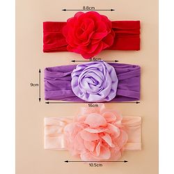 Babyhug Free Size Headbands With Floral Applique Pack of 3 - Multicolor