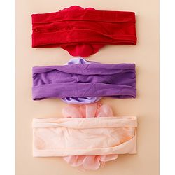 Babyhug Free Size Headbands With Floral Applique Pack of 3 - Multicolor