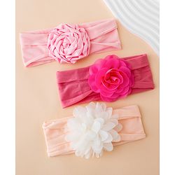 Babyhug Free Size Headbands With Floral Applique Pack of 3 - Multicolor