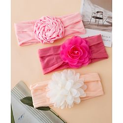 Babyhug Free Size Headbands With Floral Applique Pack of 3 - Multicolor
