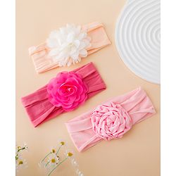 Babyhug Free Size Headbands With Floral Applique Pack of 3 - Multicolor