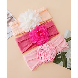 Babyhug Free Size Headbands With Floral Applique Pack of 3 - Multicolor