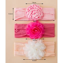 Babyhug Free Size Headbands With Floral Applique Pack of 3 - Multicolor