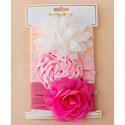 Babyhug Free Size Headbands With Floral Applique Pack of 3 - Multicolor