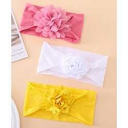 Babyhug Free Size Headbands With Floral Applique Pack of 3 - Multicolor