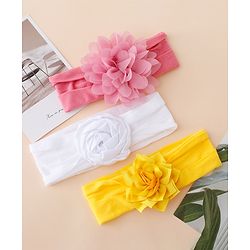 Babyhug Free Size Headbands With Floral Applique Pack of 3 - Multicolor