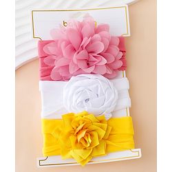 Babyhug Free Size Headbands With Floral Applique Pack of 3 - Multicolor
