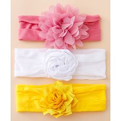 Babyhug Free Size Headbands With Floral Applique Pack of 3 - Multicolor