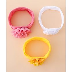 Babyhug Free Size Headbands With Floral Applique Pack of 3 - Multicolor