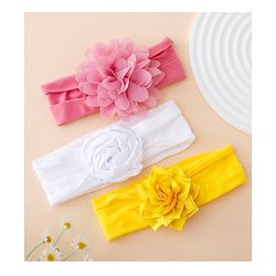 Babyhug Free Size Headbands With Floral Applique Pack of 3 - Multicolor