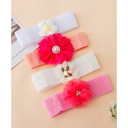 Babyhug Free Size Headbands With Floral Applique Pack of 4 - Multicolor