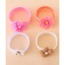 Babyhug Free Size Headbands With Floral Applique Pack of 4 - Multicolor