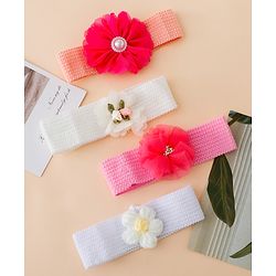 Babyhug Free Size Headbands With Floral Applique Pack of 4 - Multicolor