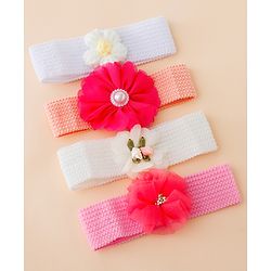 Babyhug Free Size Headbands With Floral Applique Pack of 4 - Multicolor