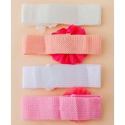 Babyhug Free Size Headbands With Floral Applique Pack of 4 - Multicolor