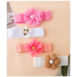 Babyhug Free Size Headbands With Floral Applique Pack of 4 - Multicolor