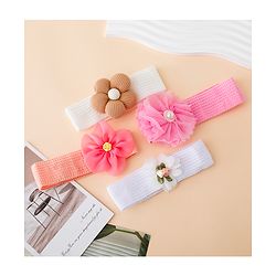 Babyhug Free Size Headbands With Floral Applique Pack of 4 - Multicolor