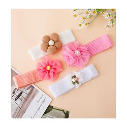 Babyhug Free Size Headbands With Floral Applique Pack of 4 - Multicolor