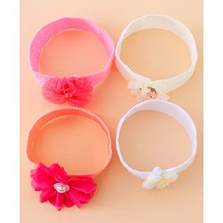 Babyhug Free Size Headbands With Floral Applique Pack of 4 - Multicolor