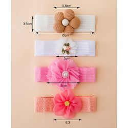 Babyhug Free Size Headbands With Floral Applique Pack of 4 - Multicolor