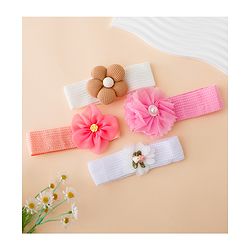 Babyhug Free Size Headbands With Floral Applique Pack of 4 - Multicolor