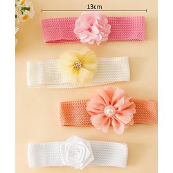Babyhug Free Size Headbands With Floral Applique Pack of 4 - Multicolor