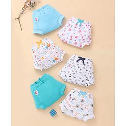 Babyhug 100% Cotton Reusable Potty Training Pull-Up Padded Pants for Babies Size 0 (9 to 12 Months)| Pack of 6| Absorbent & Washable| Toddler Training Underwear