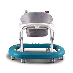 Babyhug Musical Baby Walker with Rocker Function 2-in-1 Convertible Adjustable Height| Compact Fold| Activity Toy Tray Stable Design Multi-Directional Wheels 624 Months - Blue