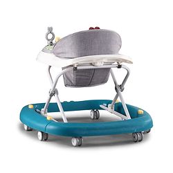 Babyhug Musical Baby Walker with Rocker Function 2-in-1 Convertible Adjustable Height| Compact Fold| Activity Toy Tray Stable Design Multi-Directional Wheels 624 Months - Blue