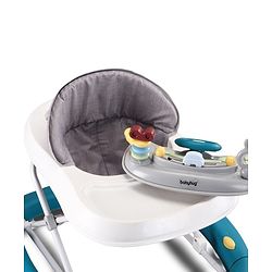 Babyhug Musical Baby Walker with Rocker Function 2-in-1 Convertible Adjustable Height| Compact Fold| Activity Toy Tray Stable Design Multi-Directional Wheels 624 Months - Blue