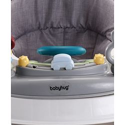 Babyhug Musical Baby Walker with Rocker Function 2-in-1 Convertible Adjustable Height| Compact Fold| Activity Toy Tray Stable Design Multi-Directional Wheels 624 Months - Blue
