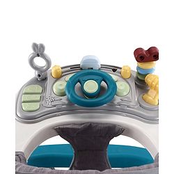 Babyhug Musical Baby Walker with Rocker Function 2-in-1 Convertible Adjustable Height| Compact Fold| Activity Toy Tray Stable Design Multi-Directional Wheels 624 Months - Blue