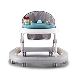 Babyhug Musical Baby Walker with Rocker Function 2-in-1 Convertible Adjustable Height Compact Fold Activity Toy Tray Stable Design Multi-Directional Wheels 624 Months - Grey