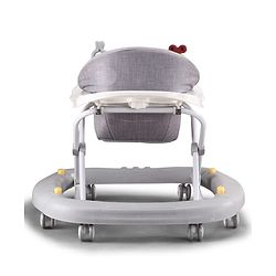 Babyhug Musical Baby Walker with Rocker Function 2-in-1 Convertible Adjustable Height Compact Fold Activity Toy Tray Stable Design Multi-Directional Wheels 624 Months - Grey
