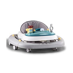 Babyhug Musical Baby Walker with Rocker Function 2-in-1 Convertible Adjustable Height Compact Fold Activity Toy Tray Stable Design Multi-Directional Wheels 624 Months - Grey