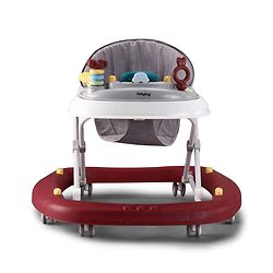 Babyhug Musical Baby Walker with Rocker Function 2-in-1 Convertible Adjustable Height Compact Fold Activity Toy Tray Stable Design Multi-Directional Wheels 624 Months  Red