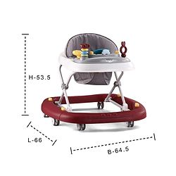 Babyhug Musical Baby Walker with Rocker Function 2-in-1 Convertible Adjustable Height Compact Fold Activity Toy Tray Stable Design Multi-Directional Wheels 624 Months  Red