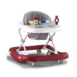 Babyhug Musical Baby Walker with Rocker Function 2-in-1 Convertible Adjustable Height Compact Fold Activity Toy Tray Stable Design Multi-Directional Wheels 624 Months  Red