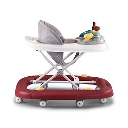 Babyhug Musical Baby Walker with Rocker Function 2-in-1 Convertible Adjustable Height Compact Fold Activity Toy Tray Stable Design Multi-Directional Wheels 624 Months  Red