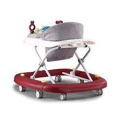 Babyhug Musical Baby Walker with Rocker Function 2-in-1 Convertible Adjustable Height Compact Fold Activity Toy Tray Stable Design Multi-Directional Wheels 624 Months  Red