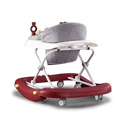 Babyhug Musical Baby Walker with Rocker Function 2-in-1 Convertible Adjustable Height Compact Fold Activity Toy Tray Stable Design Multi-Directional Wheels 624 Months  Red