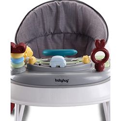 Babyhug Musical Baby Walker with Rocker Function 2-in-1 Convertible Adjustable Height Compact Fold Activity Toy Tray Stable Design Multi-Directional Wheels 624 Months  Red