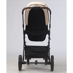 Babyhug Premium Baby Stroller with One-Hand Compact Fold - Beige| Compact Fold| Reclining Backrest| Safety Harness| Swivel Wheels with Lock| Linked Brake| Durable Aluminium Frame| Air Cabin Friendly