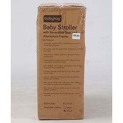 Babyhug Premium Baby Stroller with One-Hand Compact Fold - Beige| Compact Fold| Reclining Backrest| Safety Harness| Swivel Wheels with Lock| Linked Brake| Durable Aluminium Frame| Air Cabin Friendly
