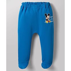 Babyhug Disney Interlock Knit Full Sleeves Striped Onesie & Legging With Cap & Mickey Mouse Graphics - Multicolor