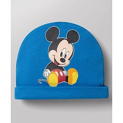 Babyhug Disney Interlock Knit Full Sleeves Striped Onesie & Legging With Cap & Mickey Mouse Graphics - Multicolor