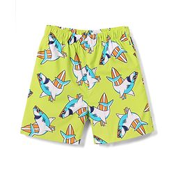 Babyhug Poplin Woven Above Knee Length Text & Sea Life Printed Boxers Pack Of 3 - Neon Green & Light Blue