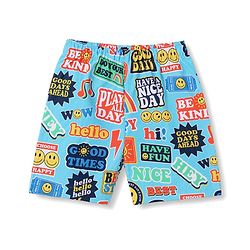 Babyhug Poplin Woven Above Knee Length Text & Sea Life Printed Boxers Pack Of 3 - Neon Green & Light Blue