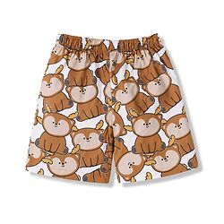 Babyhug Poplin Woven Above Knee Length Checkered & Bear Printed Boxers Pack of 3 - Brown & Blue