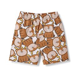 Babyhug Poplin Woven Above Knee Length Checkered & Bear Printed Boxers Pack of 3 - Brown & Blue